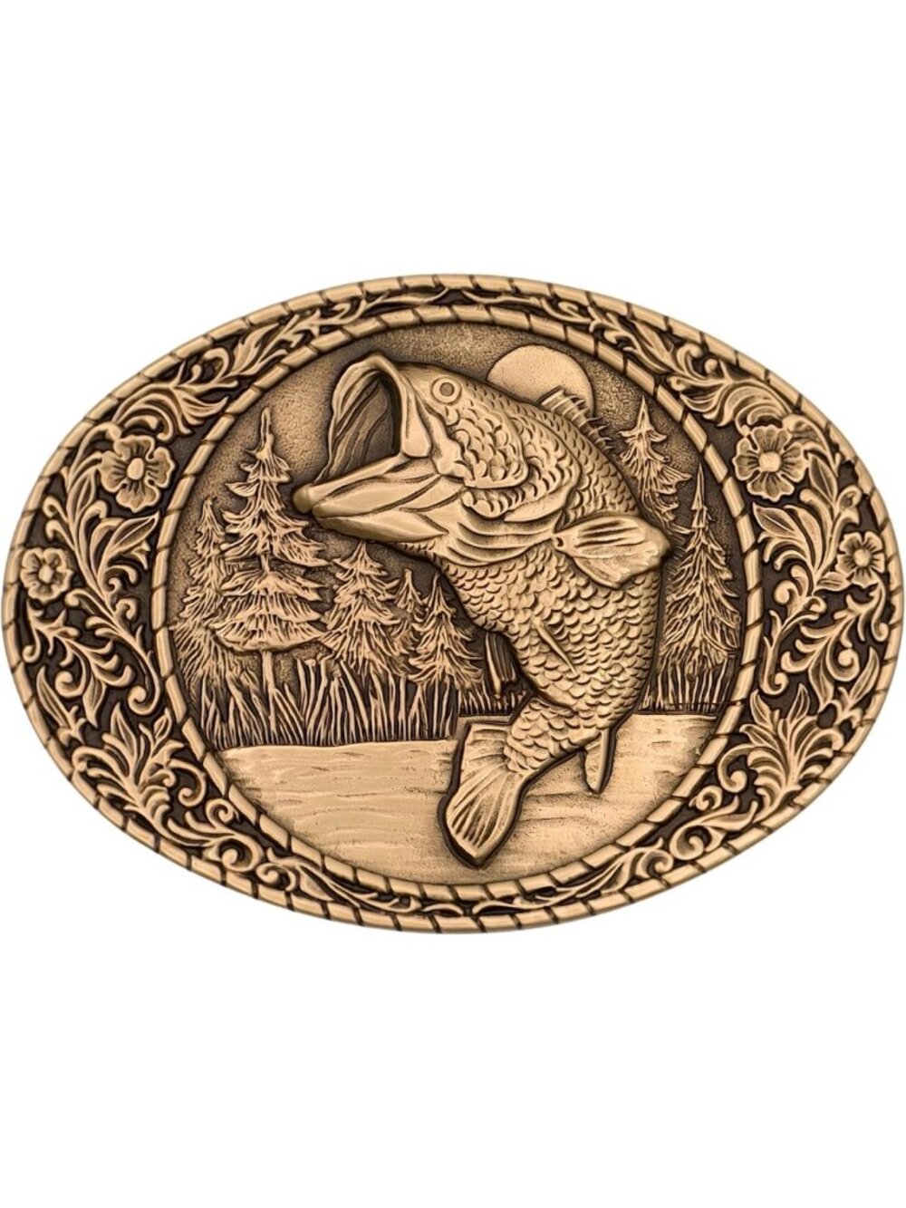 Largemouth Bass Western Frame Brass Buckle - Unique Metal Craft Accessory